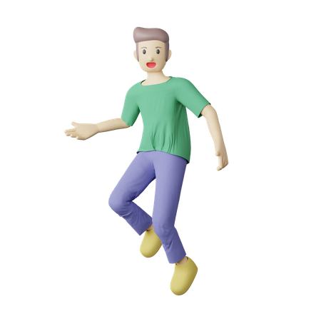 Casual person jumping pose 3D Illustration