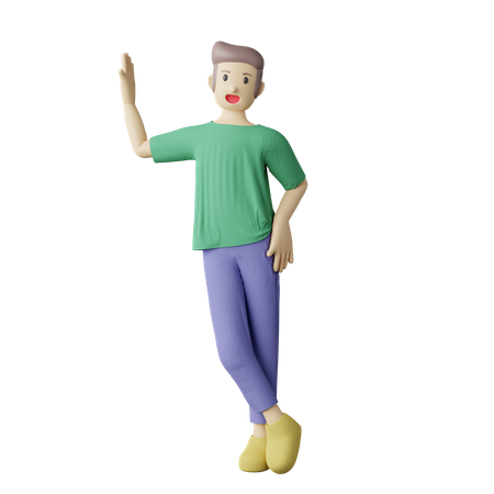 Casual person leans on wall pose  3D Illustration