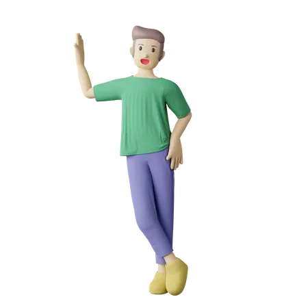 Casual person leans on wall pose 3D Illustration