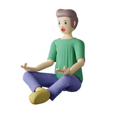 Casual person meditation pose  3D Illustration