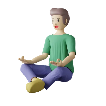 Casual person meditation pose  3D Illustration