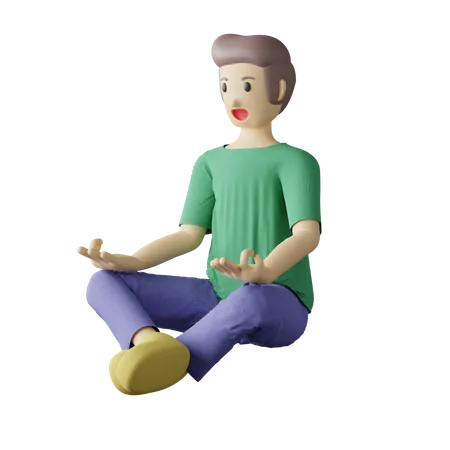 Casual person meditation pose 3D Illustration