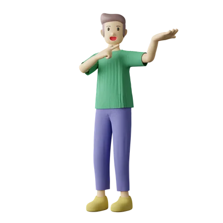 Casual person pointing on hand pose  3D Illustration