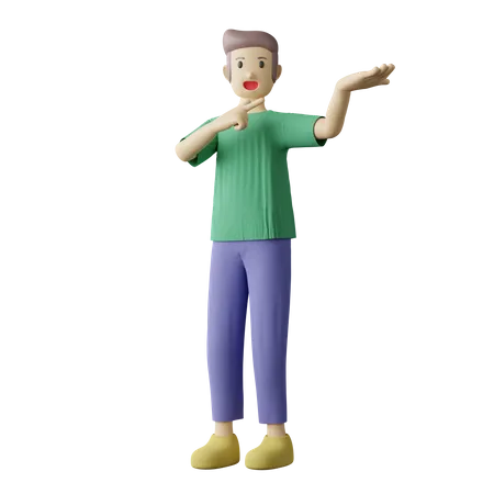 Casual person pointing on hand pose 3D Illustration