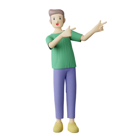 Casual person pointing pose  3D Illustration