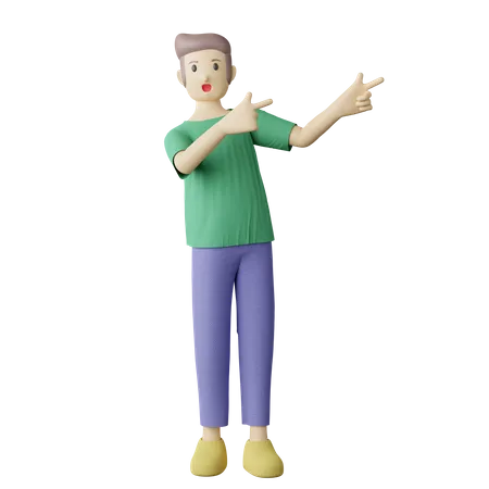 Casual person pointing pose 3D Illustration