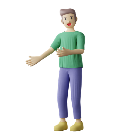 Casual person welcoming out pose  3D Illustration