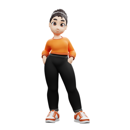 Casual Stand Pose  3D Illustration