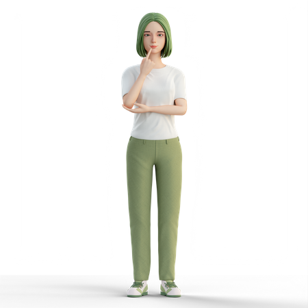 Casual Woman thinking  3D Icon