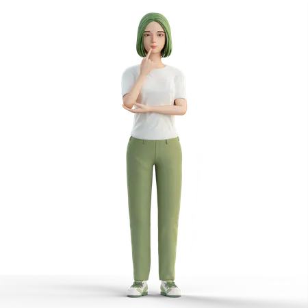 Casual Woman thinking  3D Illustration