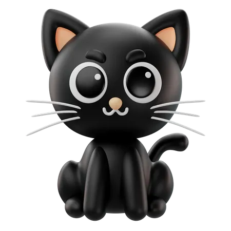 3 D Rendering Of Halloween Cat Black Icon 3D Icon