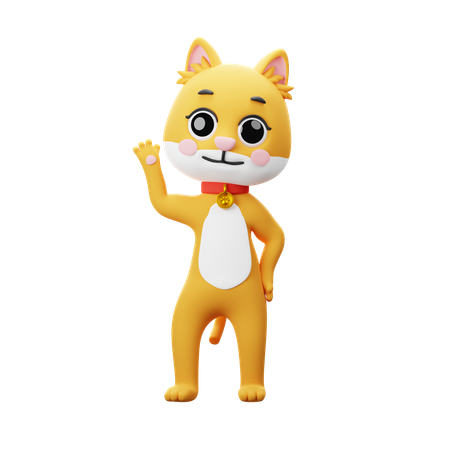 Cat Character Greeting  3D Illustration