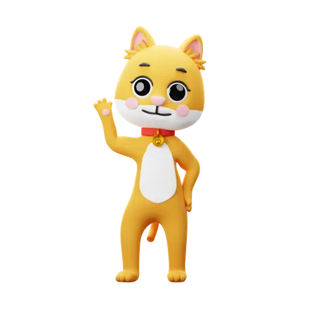 Cat Character Greeting  3D Illustration