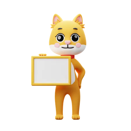 Cat Character Holding Board