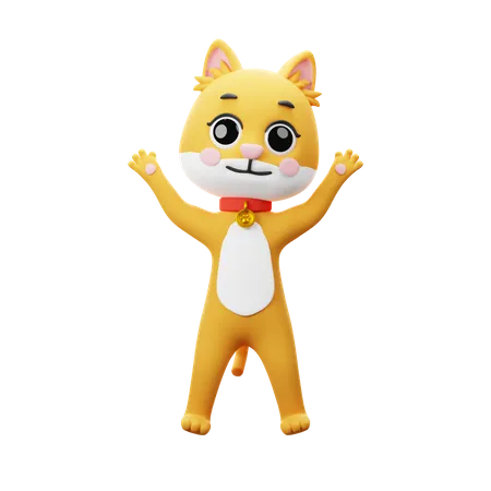 Cat Character Jump  3D Illustration