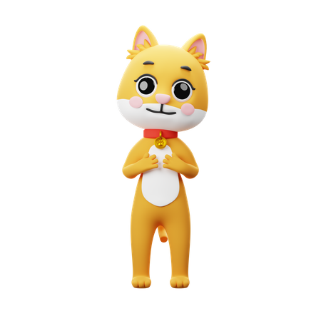 Cat Character Love Sign  3D Icon
