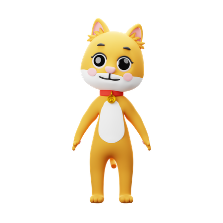 Cat Character Standing  3D Illustration
