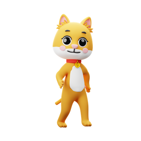 Cat Character Walking  3D Illustration