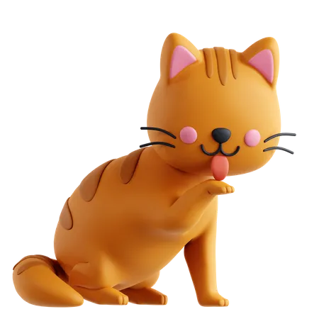 Cat Cleaning  3D Icon