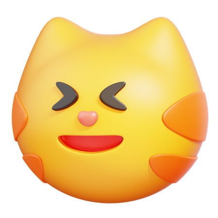 Cat Close Eyes Emoji  3D Icon