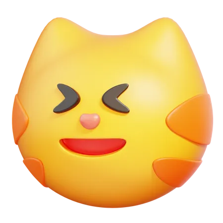 Cat Close Eyes Emoji  3D Icon