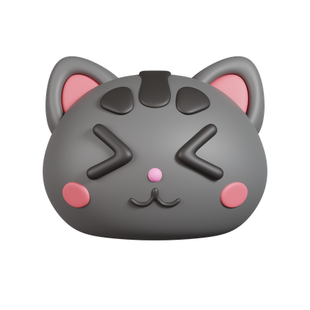 Cat Close Eyes Emoji 3D Illustration