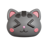 cat close eyes emoji 3d logo