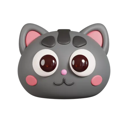 Cat Face Emoji 3D Illustration