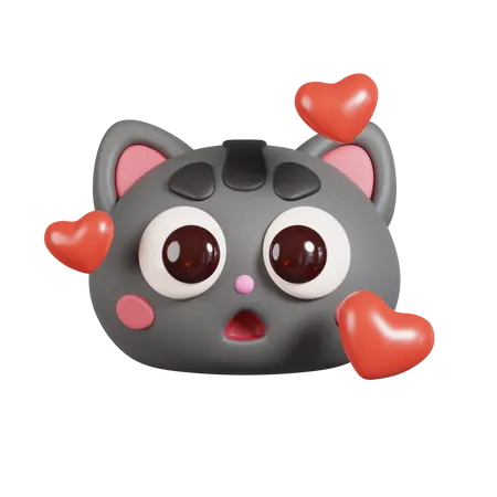 Cat Face With Heart Emoji  3D Emoji