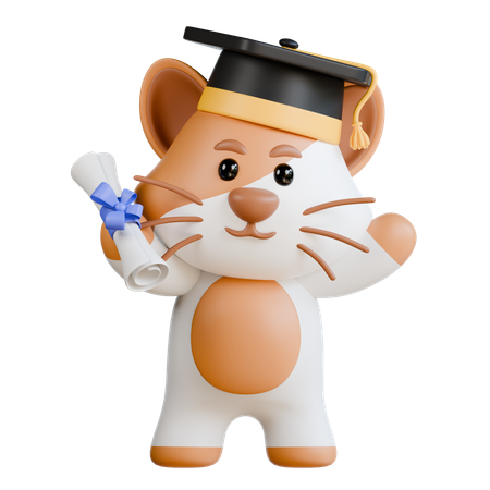 Cat Graduation  3D Illustration