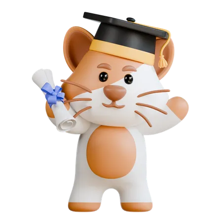 Cat Graduation  3D Illustration