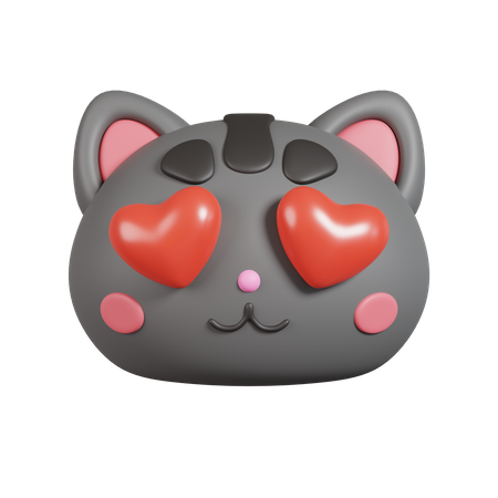 Cat In Love Emoji  3D Icon
