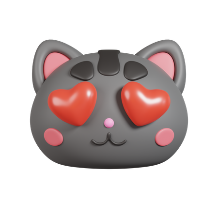 Cat In Love Emoji 3D Illustration