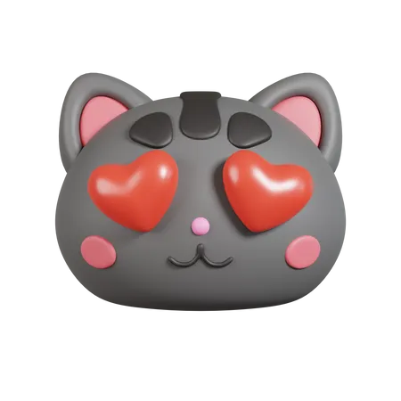 Cat In Love Emoji  3D Illustration