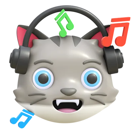 Cat listening music  3D Emoji