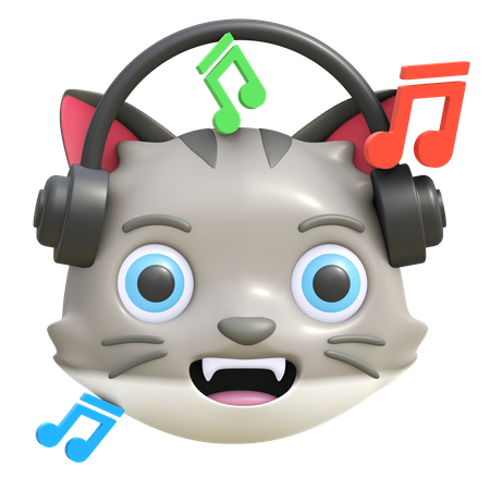 Cat listening music  3D Icon