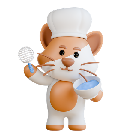 Cat Make Cake  3D Illustration