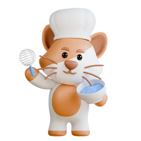 Cat Make Cake  3D Illustration