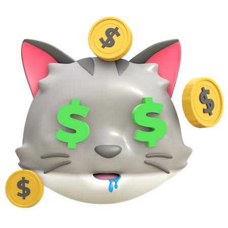 Cat money face  3D Illustration