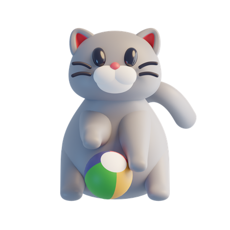 ボールで遊ぶ猫  3D Icon