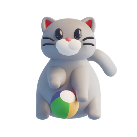 ボールで遊ぶ猫  3D Icon