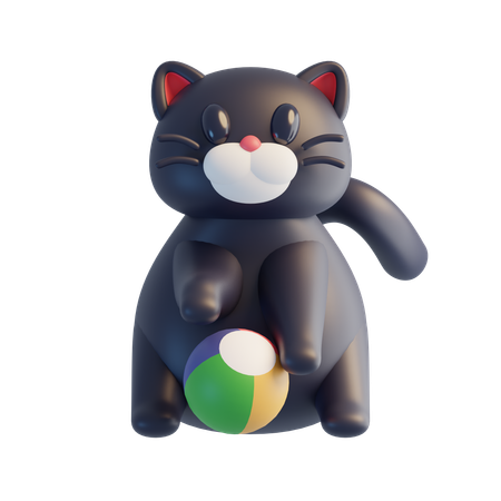 ボールで遊ぶ猫  3D Icon