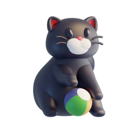 ボールで遊ぶ猫  3D Icon