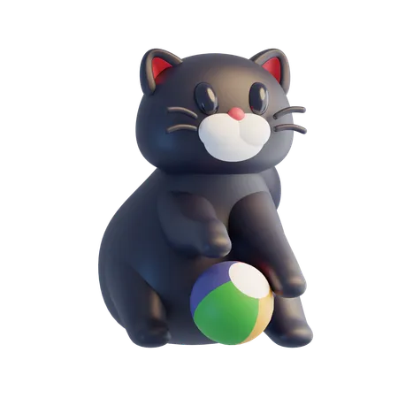 ボールで遊ぶ猫  3D Icon