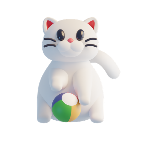 ボールで遊ぶ猫  3D Icon