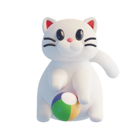 ボールで遊ぶ猫  3D Icon