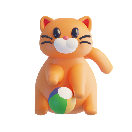 Cat Playing With Ball  3D Icon