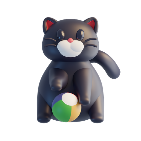 Cat Playing With Ball  3D Icon