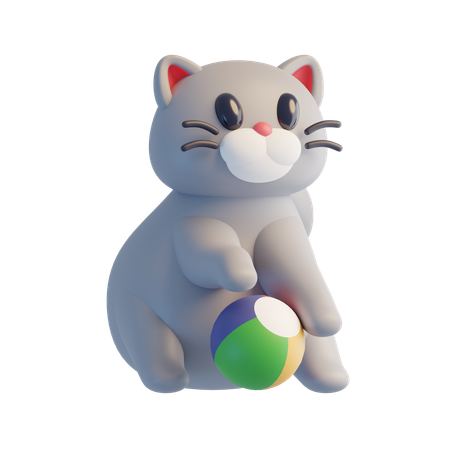 Cat Playing With Ball  3D Icon