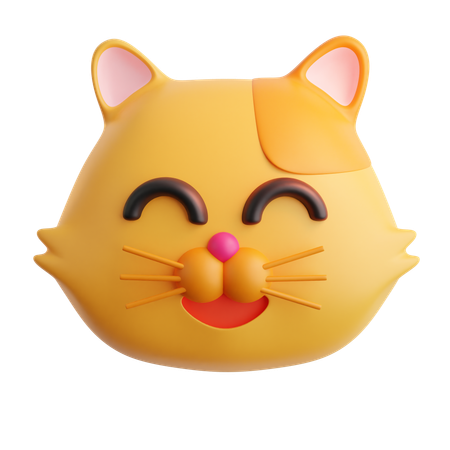 Cat Smiling Face Emoji  3D Icon